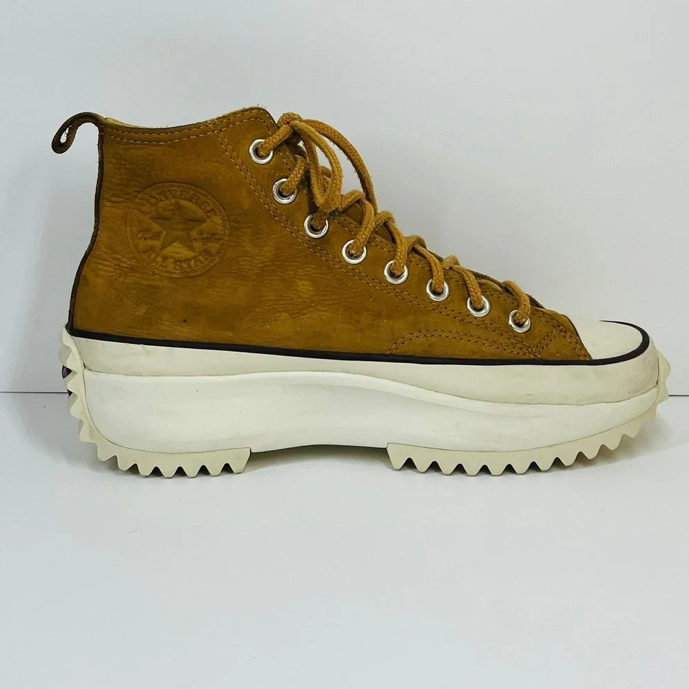 Converse Run Star Hike High Top Unisex M 7.5 W 9 Gold Leather Platform Sneakers - Picture 10 of 16